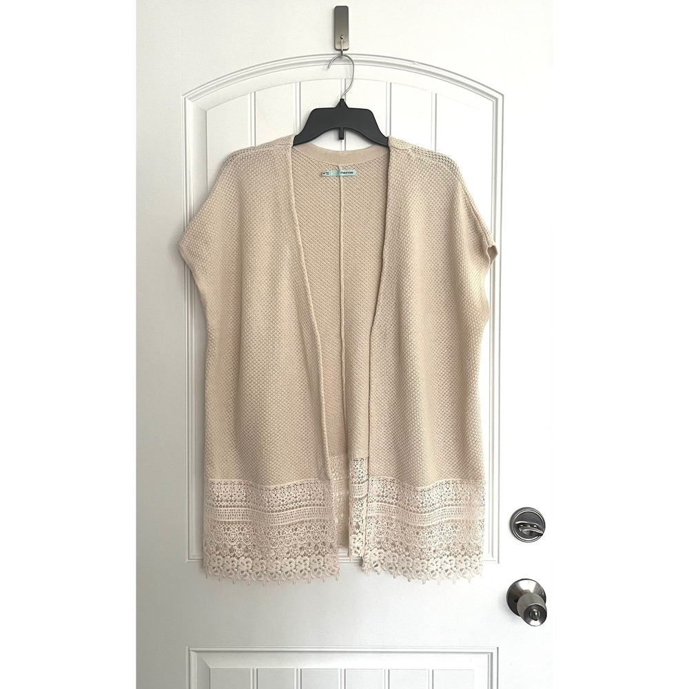 Maurices‎ Women's Size S/M Cream Open Front Sleeveless Cardigan Boho Hippie Vest